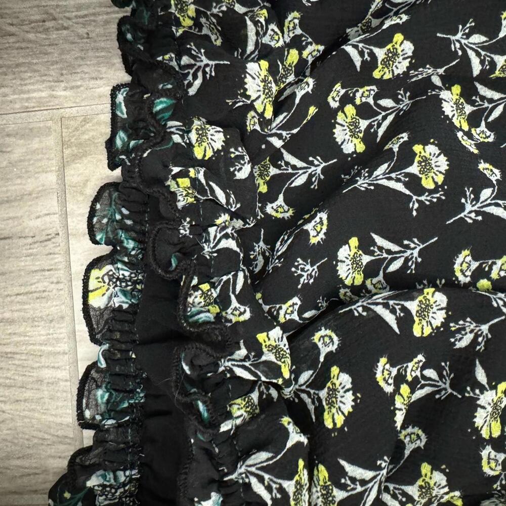 Free People Rose Valley Black Floral Off Shoulder Crop Blouse Top- Size Medium - Picture 6 of 8